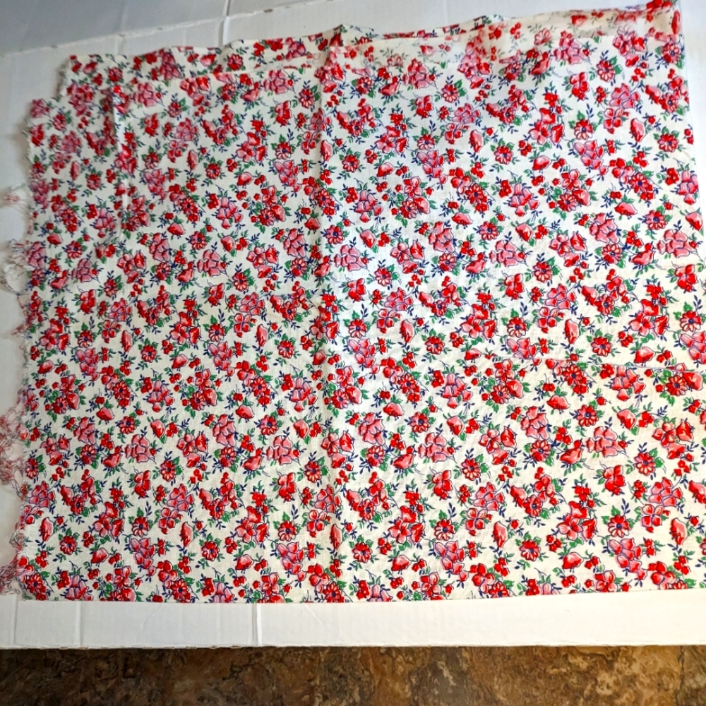 Vintage cotton cut feed sack approx 45"x36" floral white/pink very good conditio